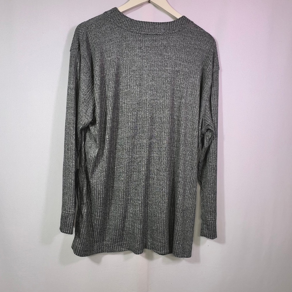 Cuddl Duds Womens 3 Piece Lounge Set Charcoal Gray Ribbed Cardigan Tank Pants L - Picture 4 of 11